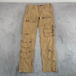 Ralph Lauren Cargo Utility Paratrooper Parachute Pants Women 2 Silk Linen Blend